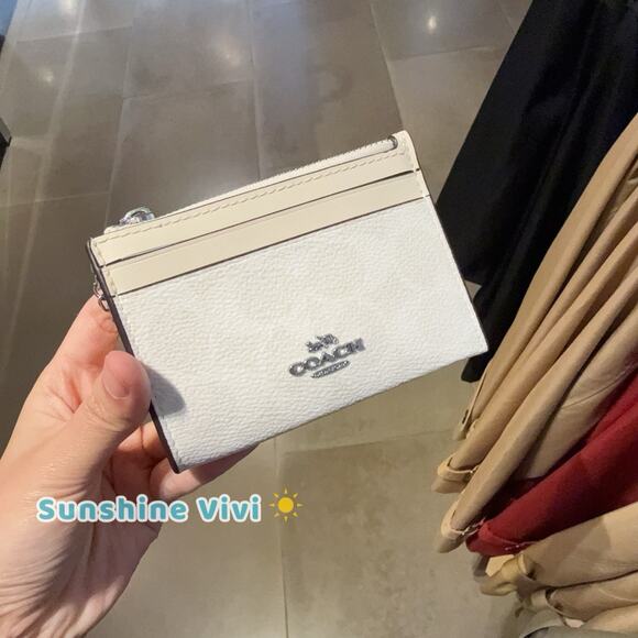 NWT Coach Mini Skinny ID Case CW870 Signature Canvas Silver - Picture 6 of 6